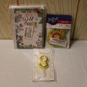Birthday Party 3 Years Old - Invitations/Cake Candle/Cupcake Toppers - New